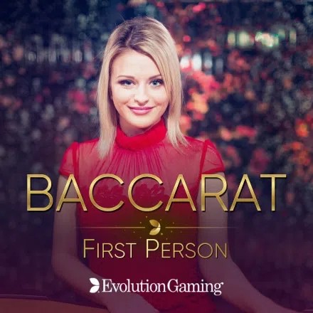 First Person Baccarat slot logo by Evolution at Spinky