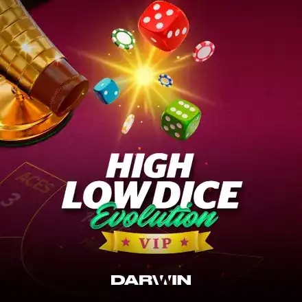 Official Table Games logo: High Low Dice Evolution VIP by Darwin Gaming at Spinky