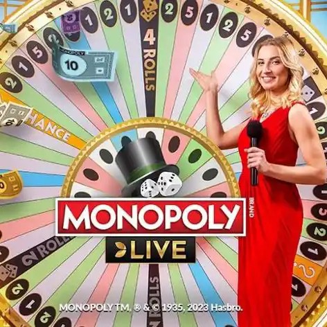 Monopoly Live slot logo by Evolution at Spinky